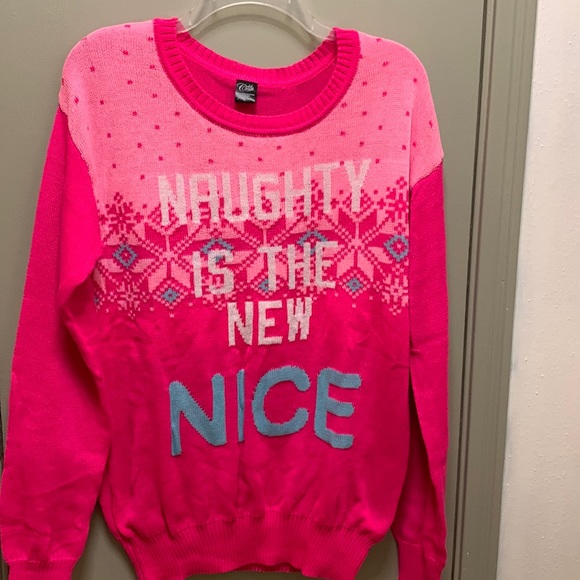 Lightweight Crew Neck Long Sleeve Knit Top “!Naughty is the New Nice” - Picture 12 of 17